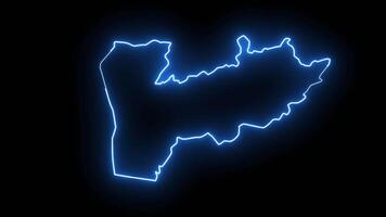 Farah map in afghanistan with glowing neon effect video