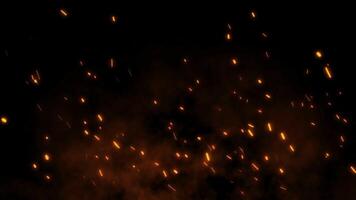 feurig Funken erleuchten das Nacht Himmel abstrakt Feuer thematisch Hintergrund mit beschwingt Video