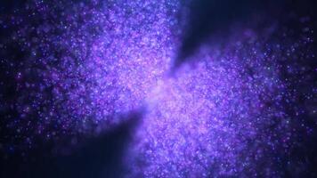 astratto sfondo di Magia polvere particelle, particelle splendore e mossa con onda energia, luccichio luminosa bokeh punto, bellissimo nebulosa, Fata polvere, 4k. video
