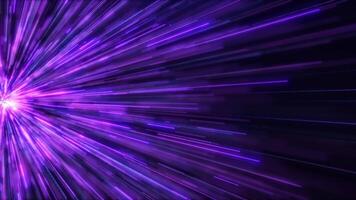 Abstract colorful background with glowing neon particles flying to the side. movement of a stream of glowing bright lines of particles. Seamless loop abstract background video