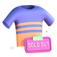 3D Illustration Sold Out sign, blue, orange stripe shirt png