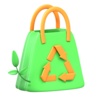 3d illustration réutilisable sac png