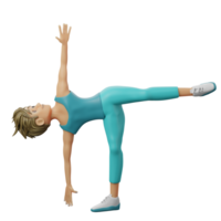 3d illustratie yoga voor de helft maan houding png