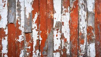 AI generated Light blue red and green weathered wooden background with cracked paint. photo