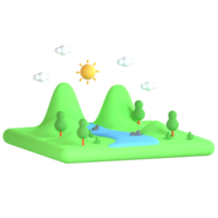 3d ilustración río png