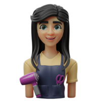 3d avatar personagem ilustração fêmea cabelo estilista png