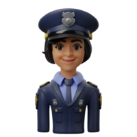 3d avatar personnage illustration femelle police officier png