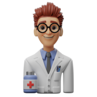 3d avatar personagem ilustração masculino farmacêutico png
