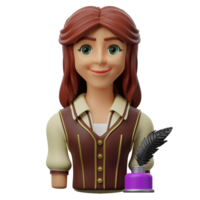 3d avatar personnage illustration femelle écrivain png