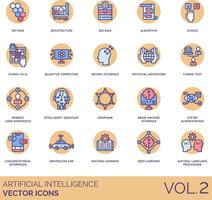 artificial intelligence icons set vector