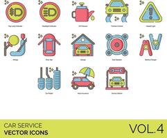 car service vector icon set