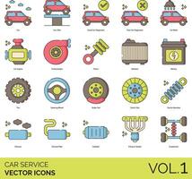 car service vector icon set