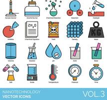 Nanotechnology vector icon set