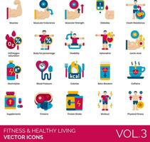 fitness and healthy living vector icon set