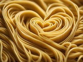 AI generated heart shaped pasta close up photo
