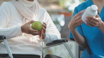 young asian physical therapist working with senior woman on walking with a walker video