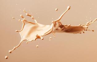 AI generated Dynamic Liquid Splash Captured in High-Speed Photography Against a Beige Background photo