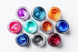 AI generated Vibrant Array of Open Paint Pots photo