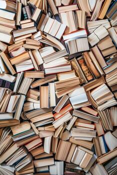 ai generado pila de varios libros en desorden capturado desde encima foto