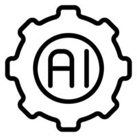 icono de línea de inteligencia artificial vector