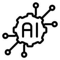 icono de línea de inteligencia artificial vector