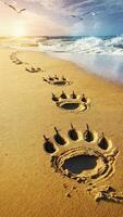 AI generated Cute paw prints on the sand photo