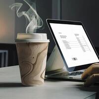 AI generated paper coffee cup laptop credit photo