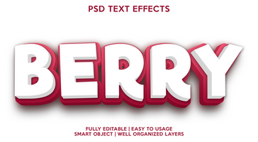 berry text effect template psd