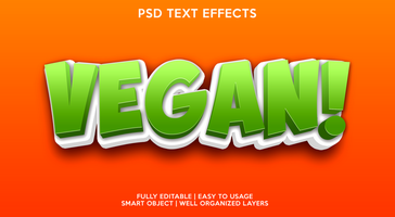 vegano texto efecto modelo psd