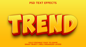 tendencia texto efecto modelo psd