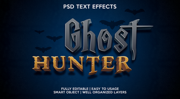 ghost hunter text effect template psd