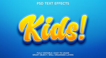 kids text effect template psd