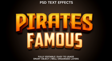 piratas famoso texto efeito modelo psd