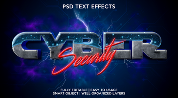 cyber security text effect template psd