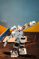 The robot is mechanically mobile. Dancing roboticist. Exhibition of robots. Artificial intelligence. photo