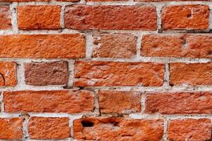 Minimalistic shot of a brick wall. Red brick masonry. Building a house or wall. Repeating pattern photo