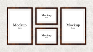 Multiple wooden frame mockups on wall editable PSD