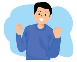 man very happy and excited doing winner gesture with arms raised for success celebration vector