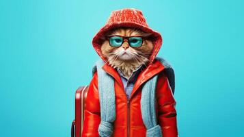 AI generated Cool hipster cat in a jacket photo