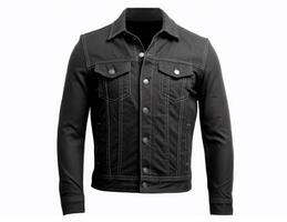 Black leather jacket isolated on white background. 3d rendering, mock up photo