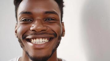 AI generated Close up portrait of young african american man smiling at camera photo