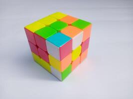 Rubik's cube with white background. photo