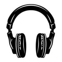 Headphones Silhouette. Audio equipment. Vector clipart isolated on white.