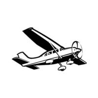Small plane vector isolated. Light aircraft, plane aircraft vector art illustration. Plane monochrome silhouette icon isolated