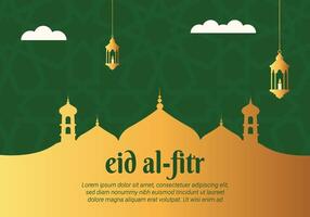 Eid al Fitr greeting card with Islamic decoration vector