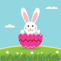 Happy easter day celebration flat design background with easter bunny vector