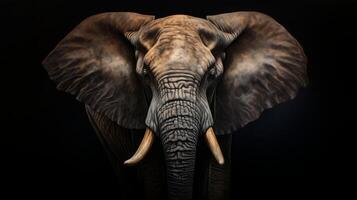 AI generated The Elephant Standing on Dark Background. Generative AI. photo