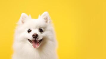 ai generado blanco perro con lengua colgando afuera. generativo ai. foto