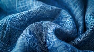 ai generado detallado azul shibori textil modelo macro . generativo ai foto