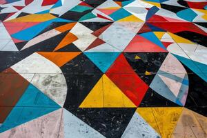 AI generated Vibrant Geometric Wall Mural in Abstract Style photo